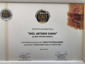 Premio Platinum 2021 London Honey Awards - Miel Ecológica de Romero
